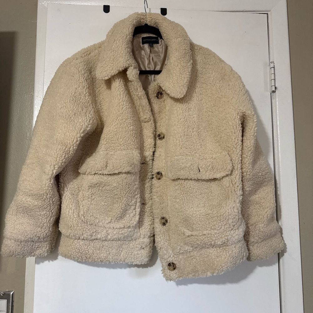 Cotton Candy Cream Sherpa Jacket Swaggy Baggy